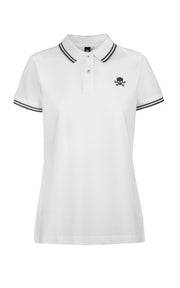 Women's White and Black Tipped Polo Shirt