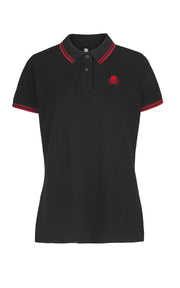 Women's Black and Red Tipped Polo Shirt