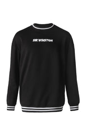 Men's Black Embroidered Crew Neck Sweatshirt