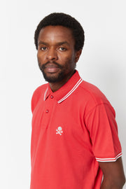 Men's Red and White Tipped Polo Shirt