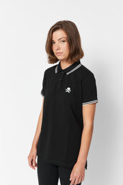 Women's Black and White Tipped Polo Shirt