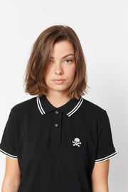 Women's Black and White Tipped Polo Shirt