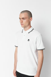 Men's White and Black Tipped Polo Shirt