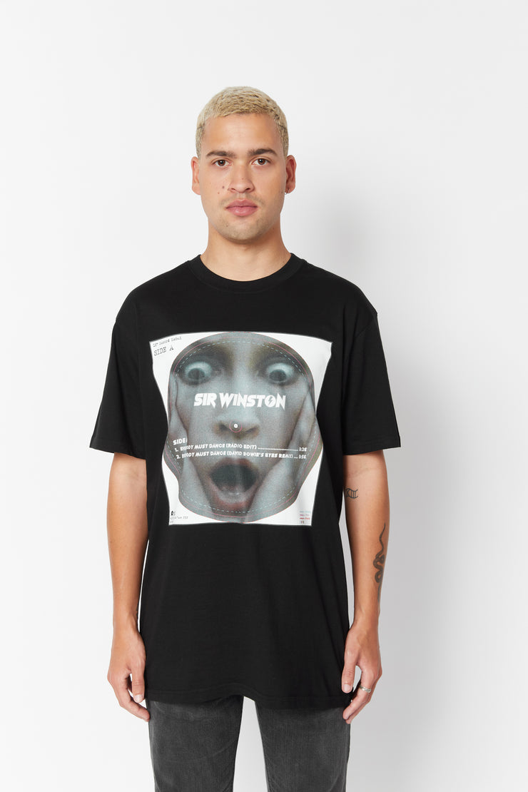 Oversize Black Print T Shirt