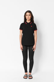 Women's Black and Red Tipped Polo Shirt