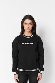 Women's Black Embroidered Crew Neck Sweatshirt