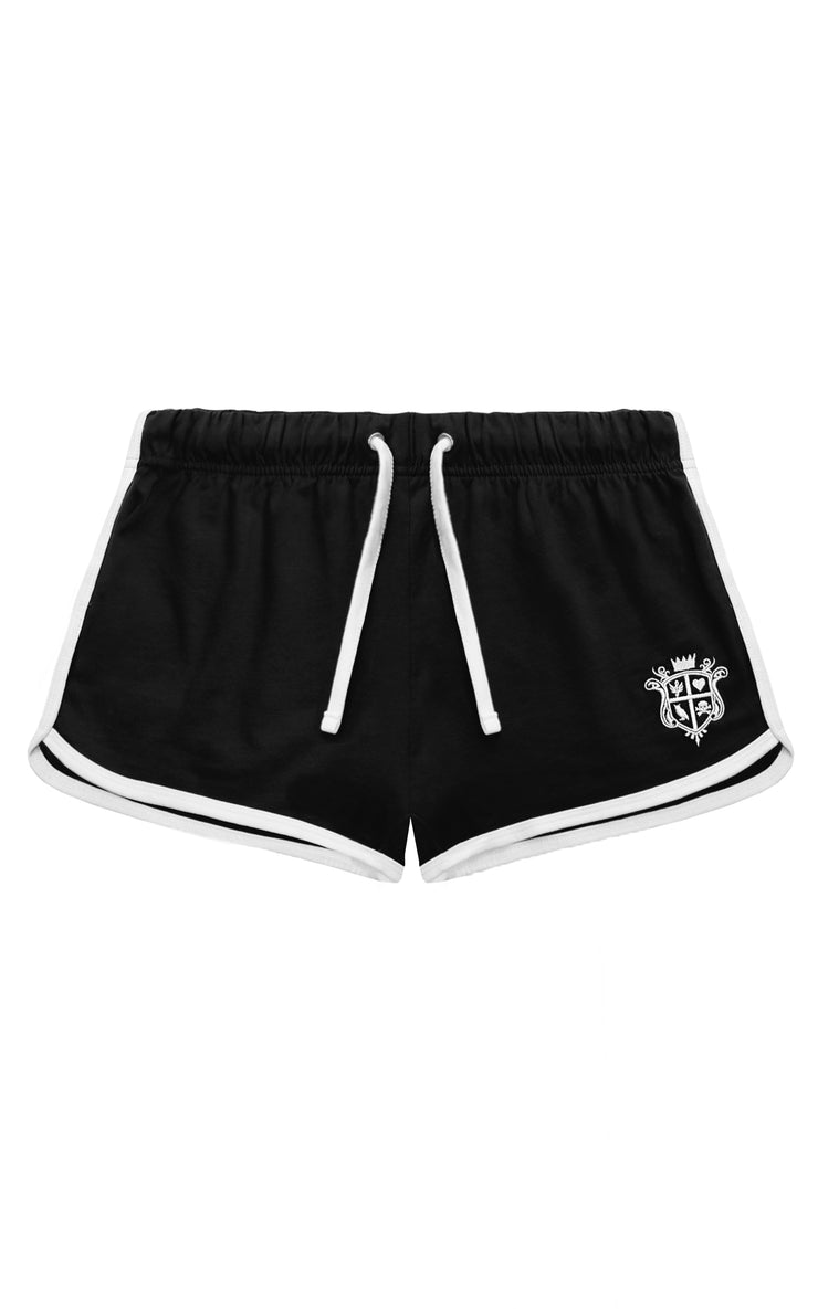 Shorts with Crest Embroidery – Black