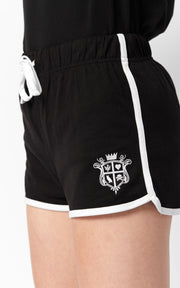 Shorts with Crest Embroidery – Black