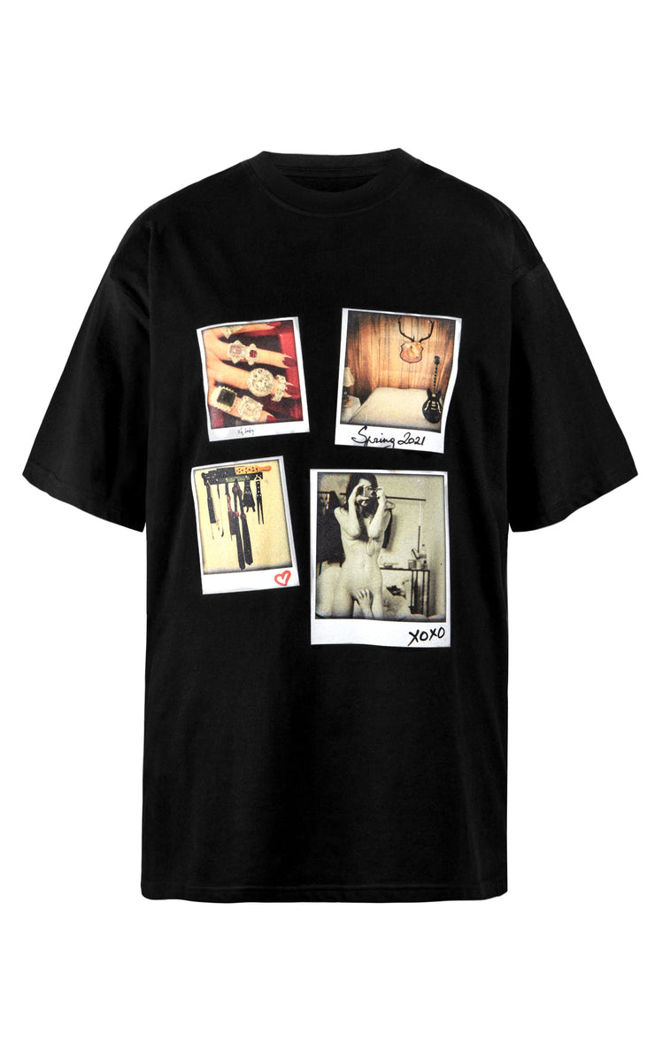 Organic Unisex Oversize T Shirt - Polaroids Black