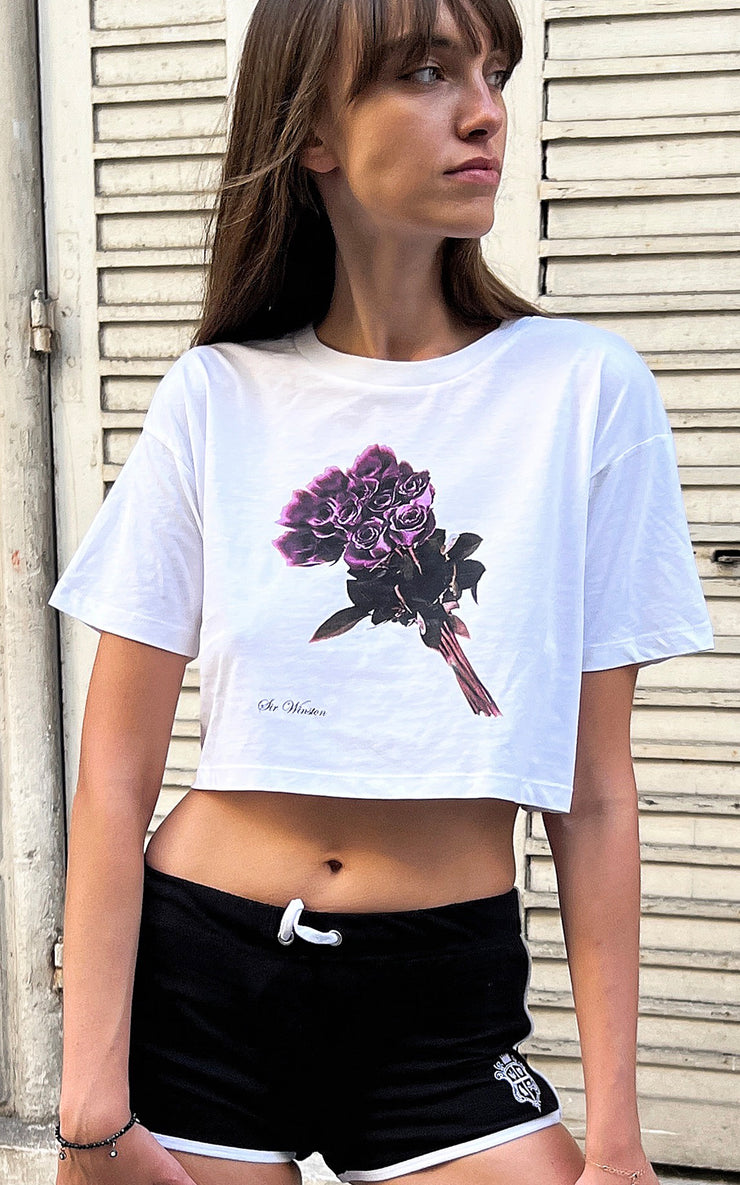 Organic cropped  T Shirt - Roses